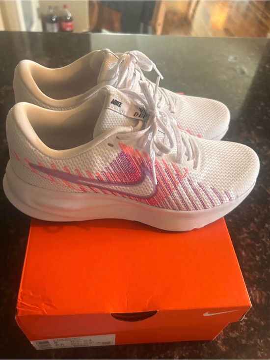 Nike Shoes - Nike White Running Shoes with Pink & Purple Swoosh- NWOT